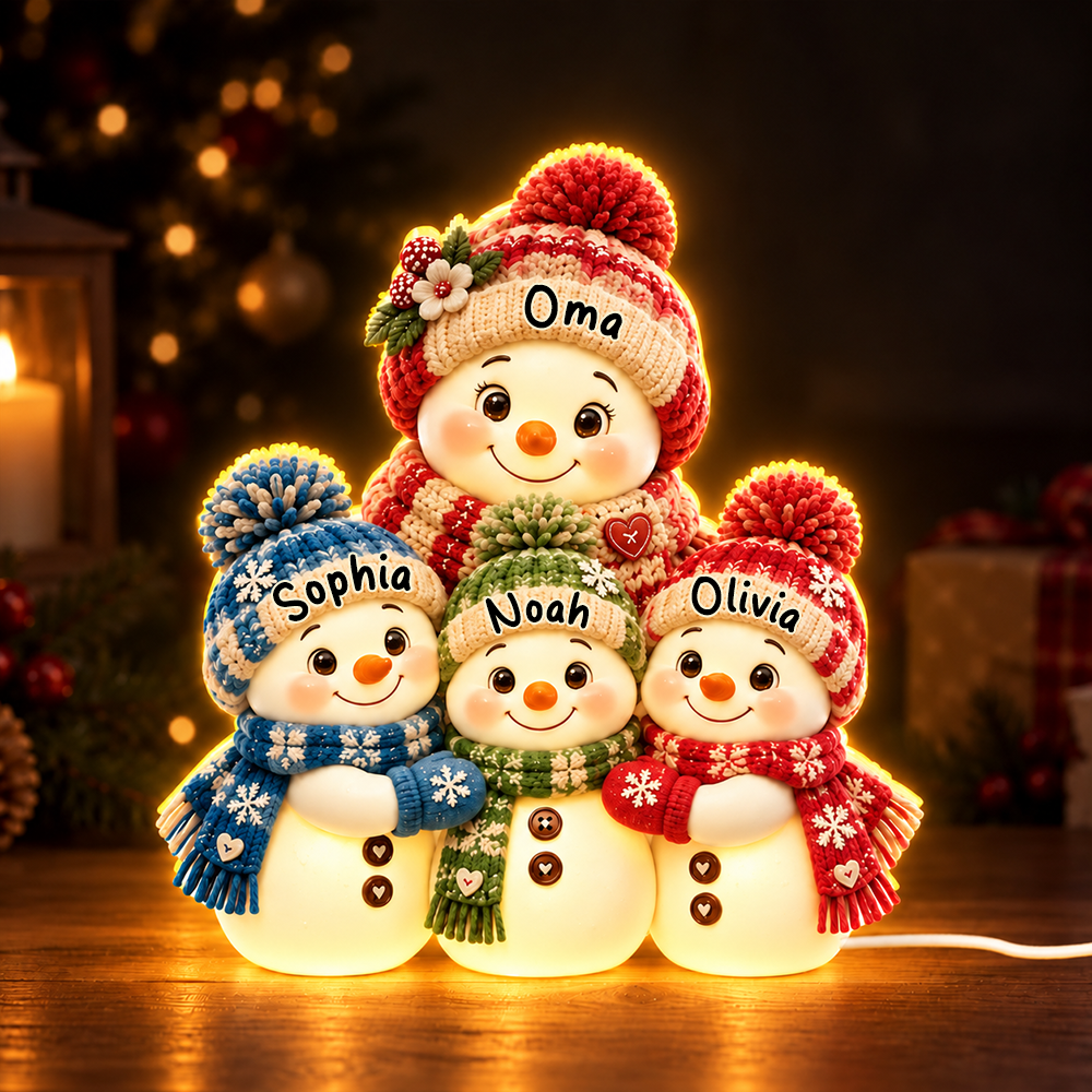 Personalisiertes LED-Nachtlicht für Oma – Schneemann-Motiv mit Namen