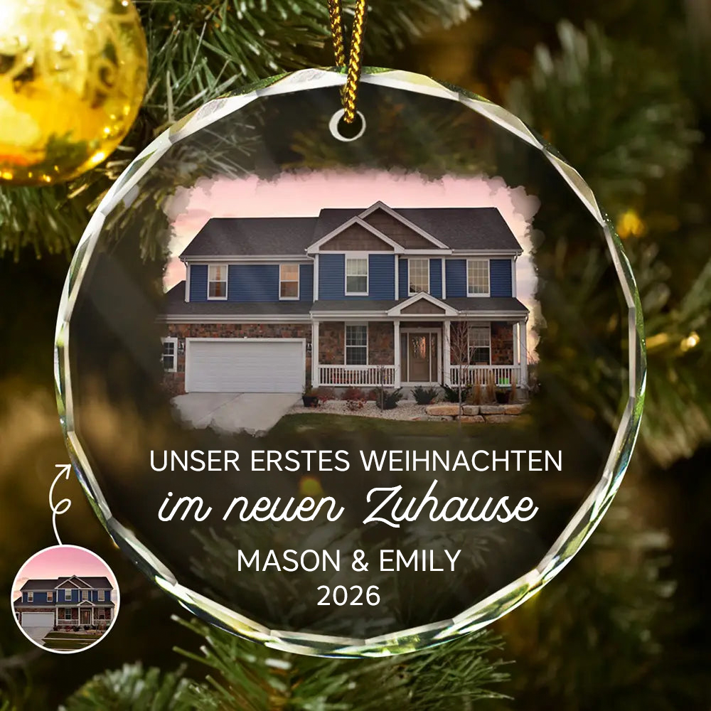Personalisierter Weihnachtsanhänger – Unser neues Zuhause