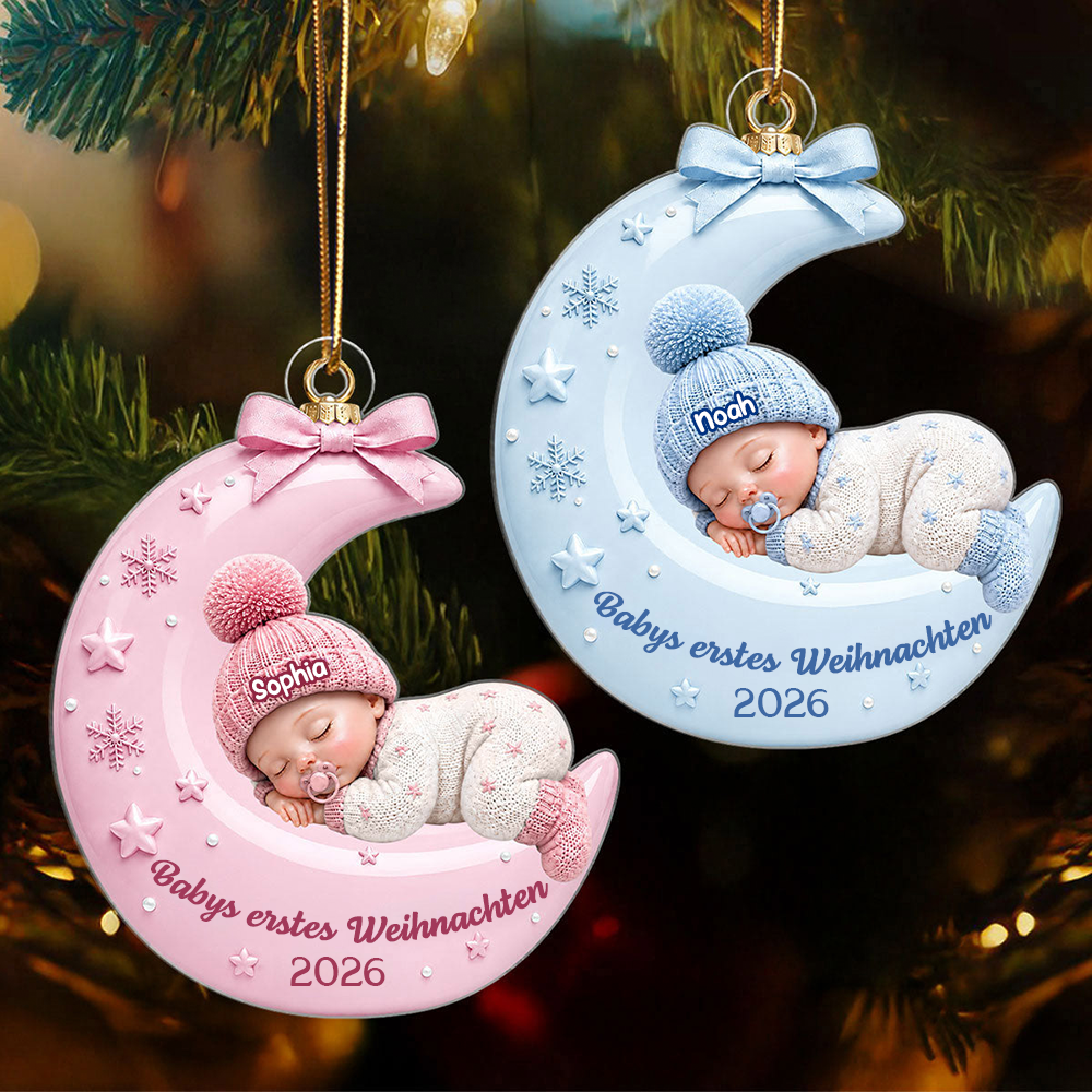 Personalisierter Acryl-Weihnachtsanhänger – Babys erstes Weihnachten mit Namen
