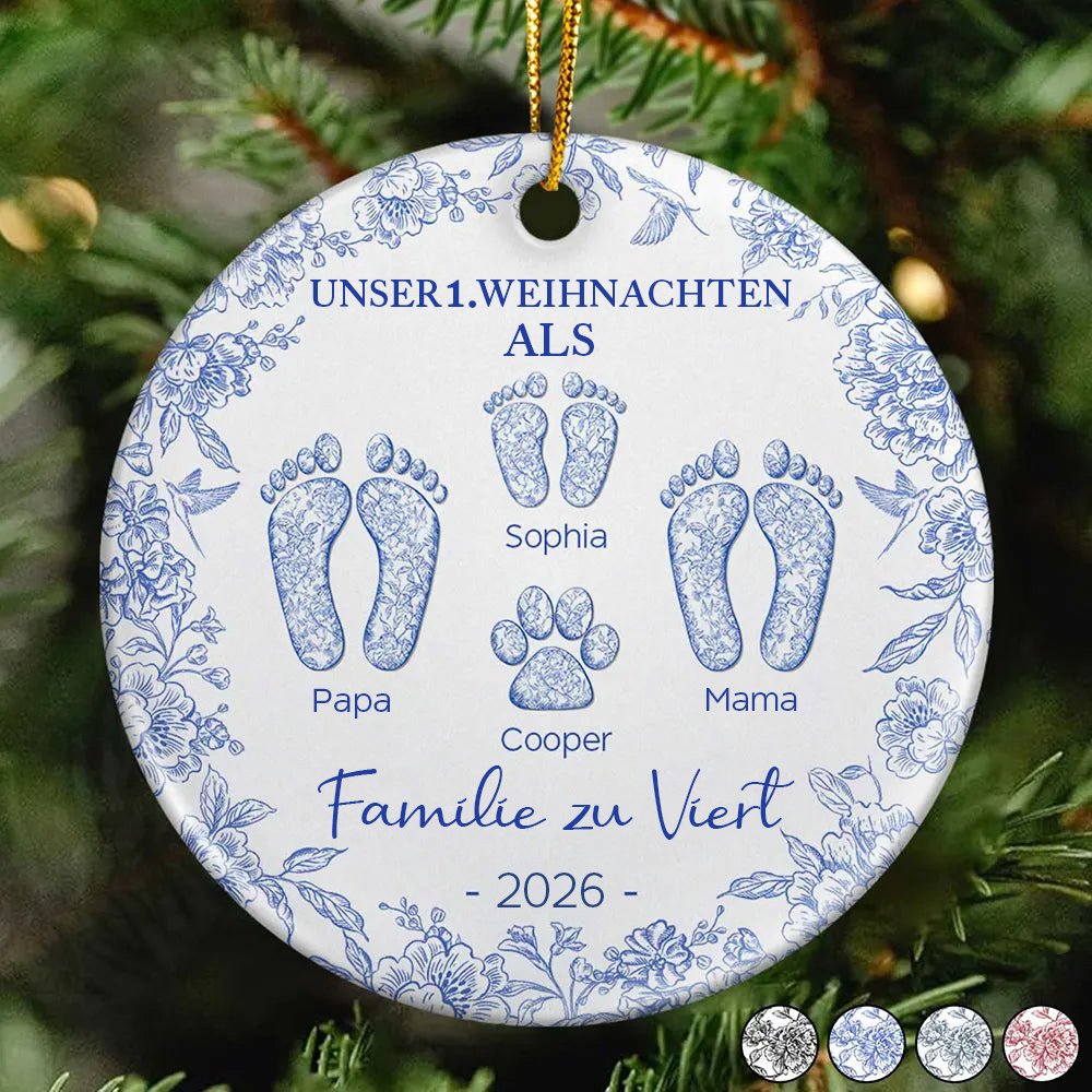 Personalisierter Keramik-Weihnachtsanhänger – Unser 1. Weihnachten als Familie