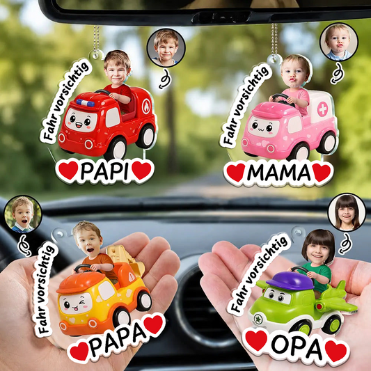 Fahr Vorsichtig - Personalisierter Acrylanhänger mit Foto Geschenk für Mama, Papa, Oma und Opa
