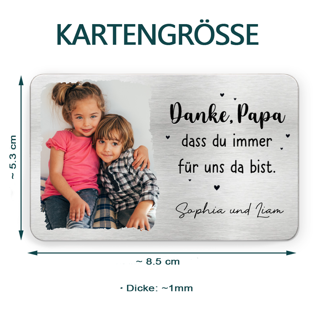 "Danke Papa, Danke Mama" Geldbörsen-Karte mit Foto Wallet Card personalisiert