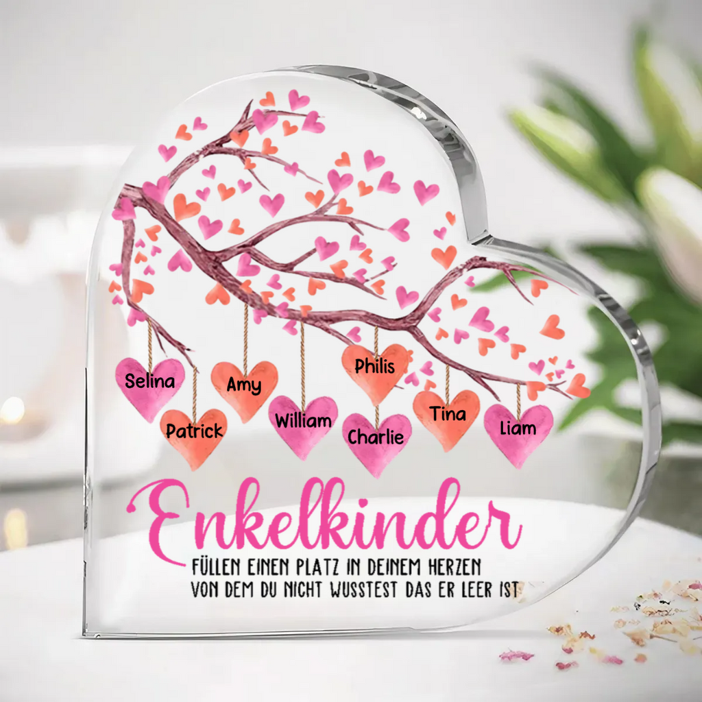 Familienbaum Standherz mit 1- 8 Namen für Mama und Oma Muttertagsgeschenke