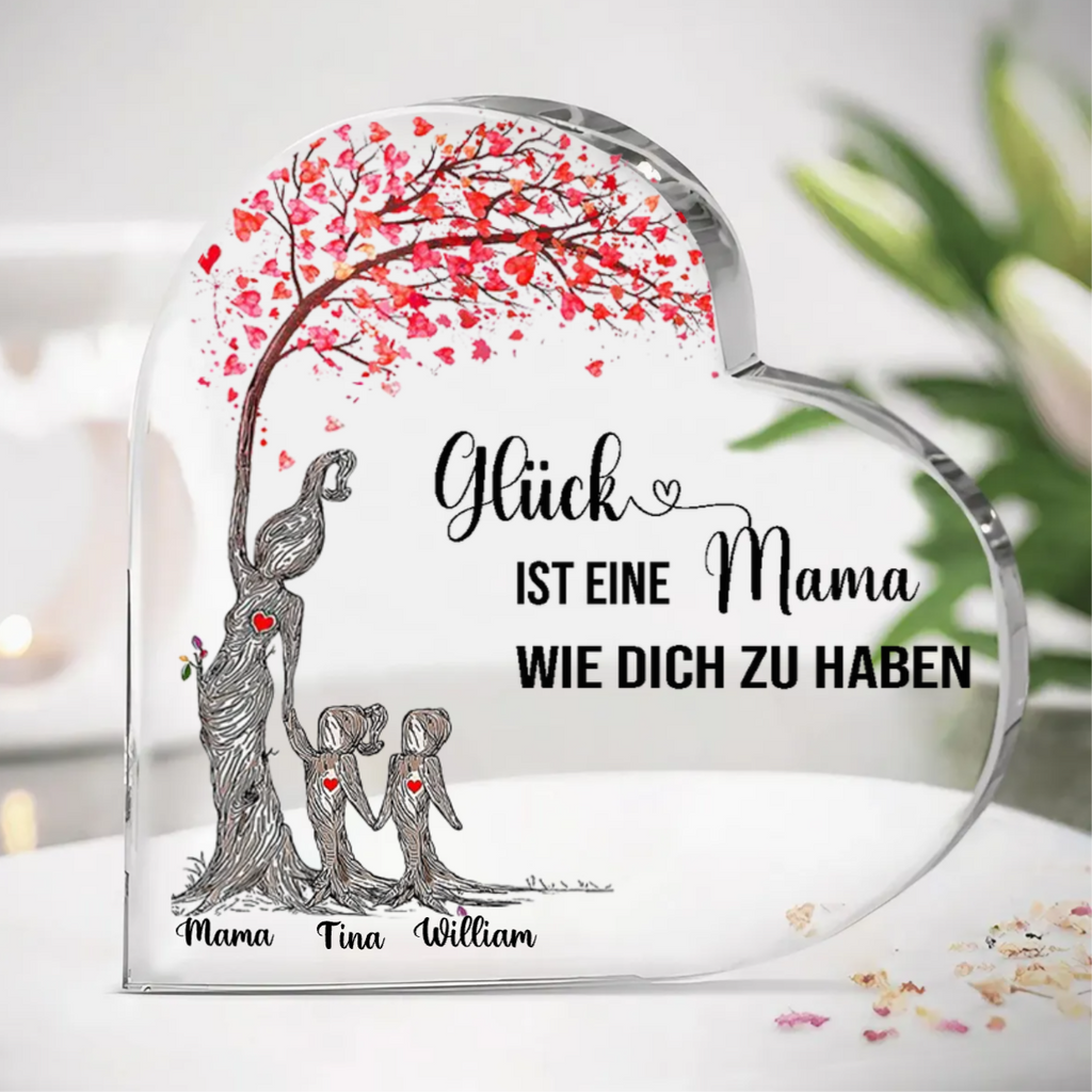Standherz aus Acylglass Baum Mama und Kinder Personalisierte Familiengeschenke