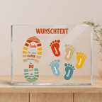 Acrylplakette mit 1-5 Fußabdrücken und Wunschtext personaliseirt