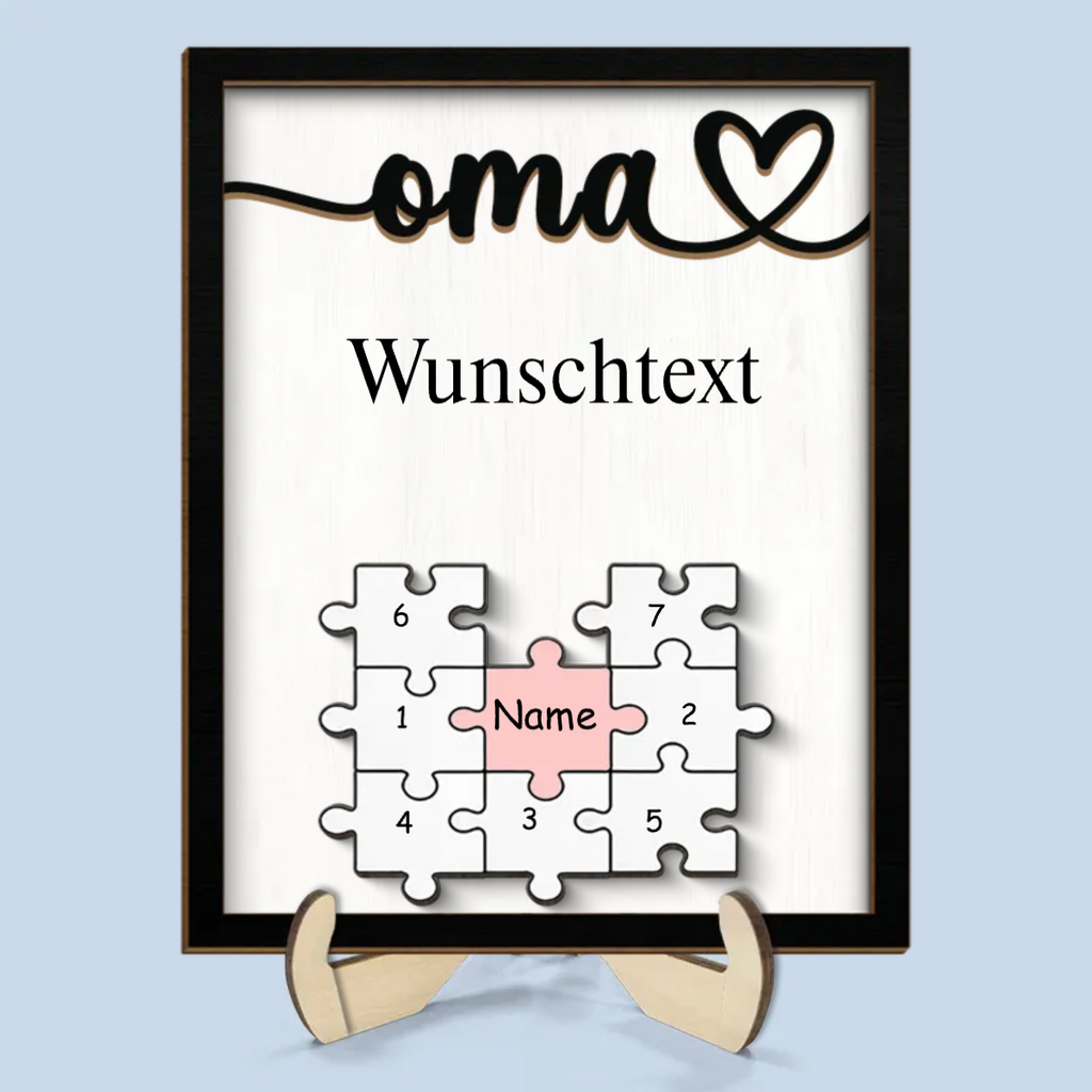 Holzplakette mit Puzzle für Mama und Oma