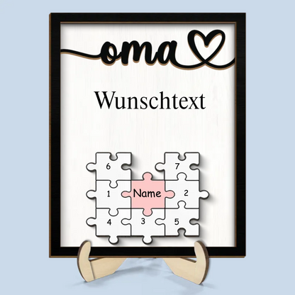 Holzplakette mit Puzzle für Mama und Oma
