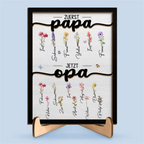 Personalisierte Holzplalkette mit Geburtsblumen Zuerst Papa Jetzt Opa