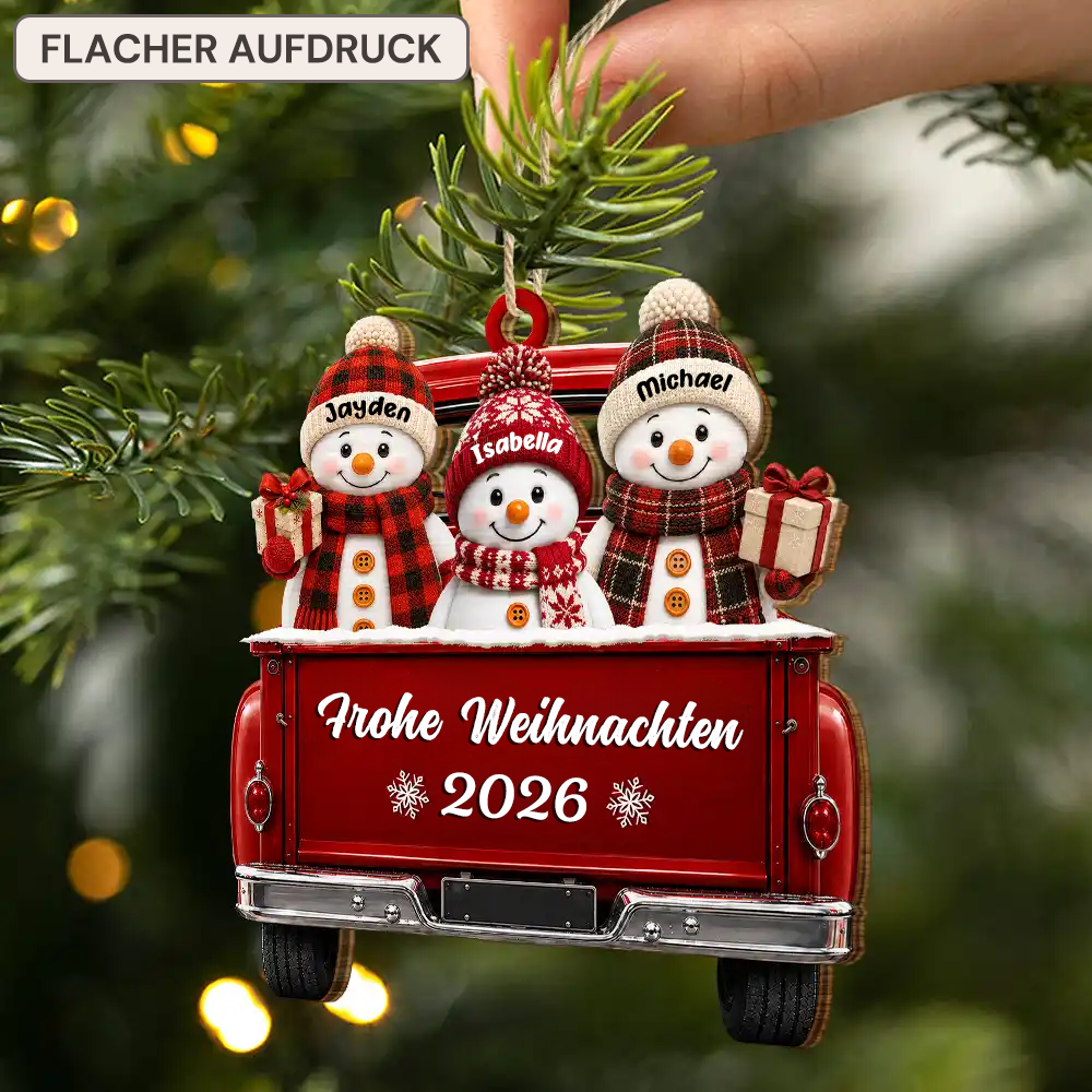 Personalisierter Holz-Weihnachtsanhänger – Schneemann-Motiv mit Namen & Text