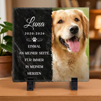 Personalisierte Schieferplatte mit Foto Trauergeschenk für Haustiere