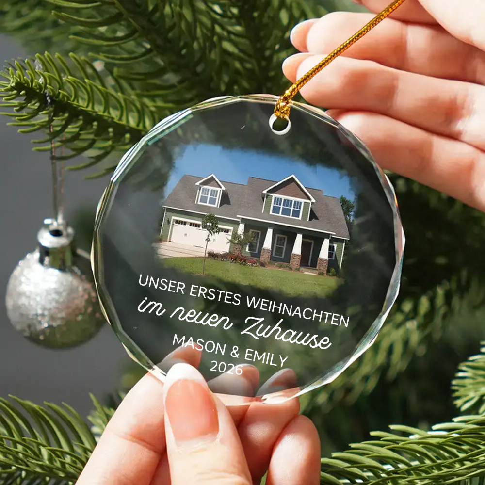 Personalisierter Weihnachtsanhänger – Unser neues Zuhause