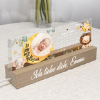 Baby auf dem Mond - Personalisiertes LED Lampe mit Foto und Kalender