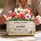 Omas Garten-Personalisierter Holzaufsteller mit Blumenmotiv Geschenk für Mama und Oma