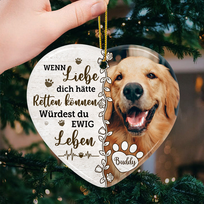 Personalisierter Herz-Keramik-Anhänger Christbaumschmuck mit Foto Trauergeshenk für Haustier