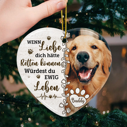 Personalisierter Herz-Keramik-Anhänger Christbaumschmuck mit Foto Trauergeshenk für Haustier