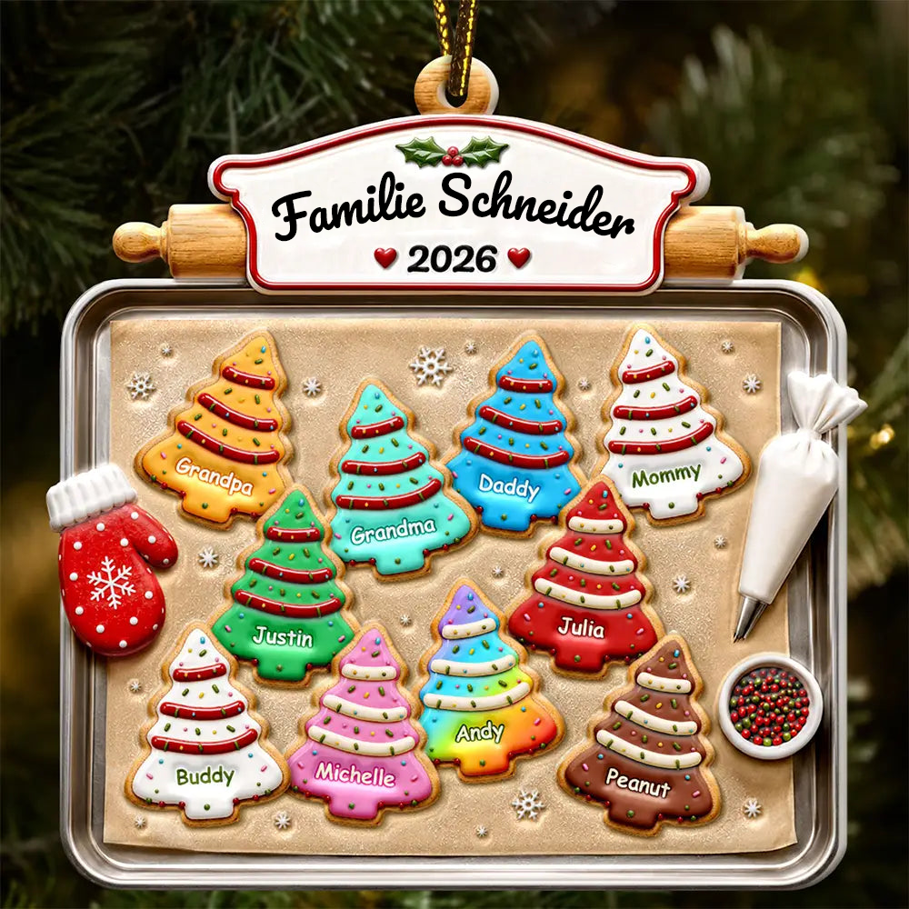 Personalisierter Acryl-Weihnachtsanhänger mit Namen & Text – Lebkuchen-Motiv