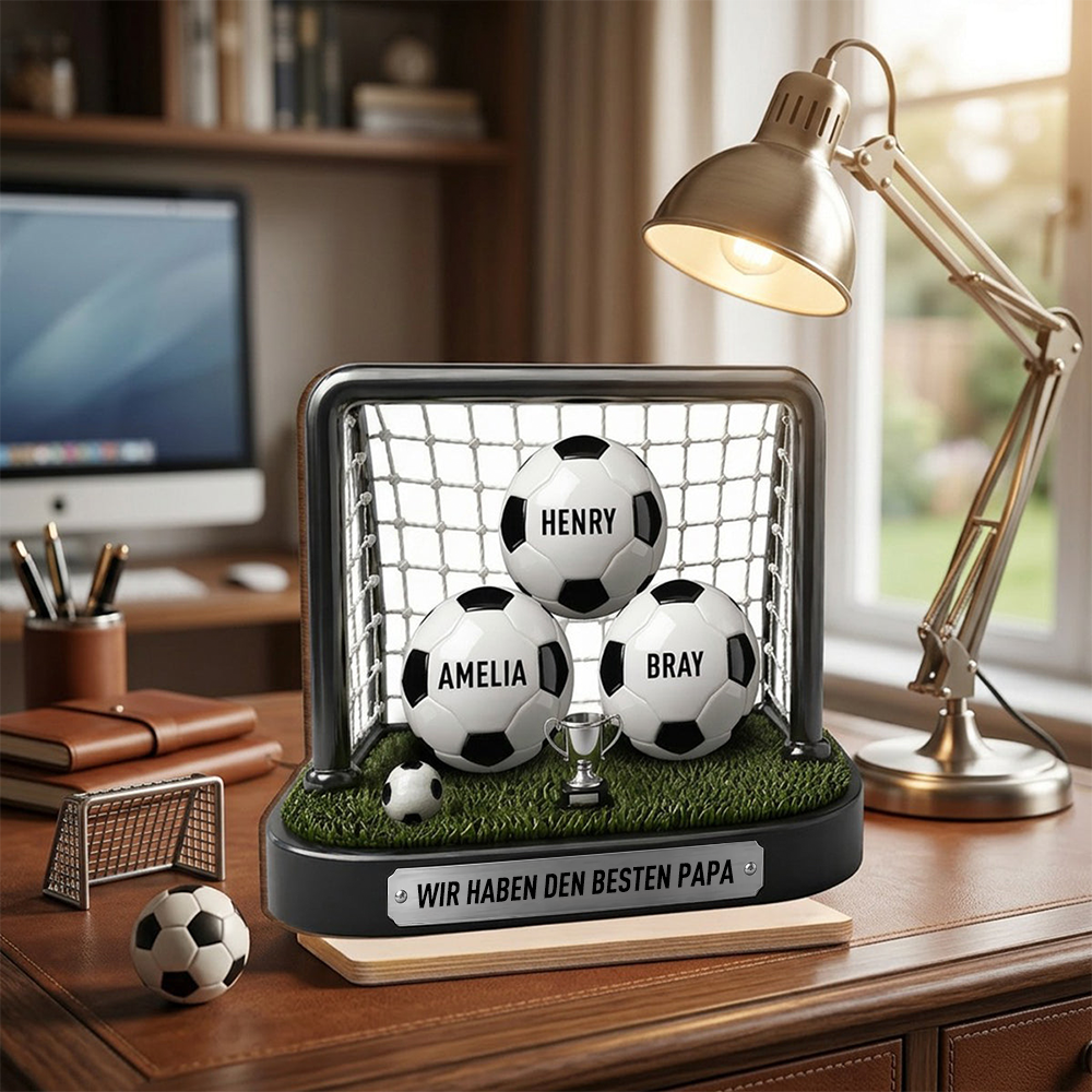 Fußballtor-Personalisierter Holzaufsteller mit Namen Geschenk für Vater