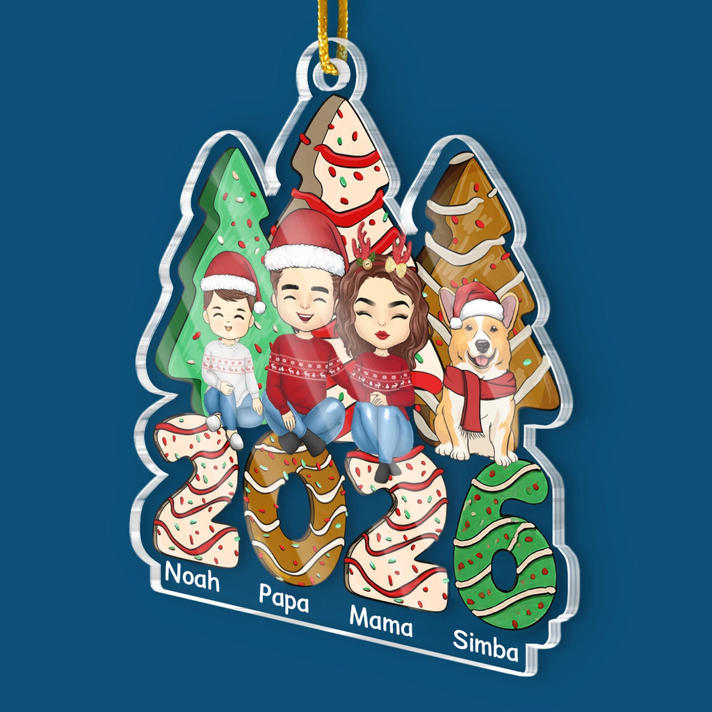 2025 Familie - Personalisiertes Acrylornament Christbaumschmuck mit Eltern, Kinder und Haustiere