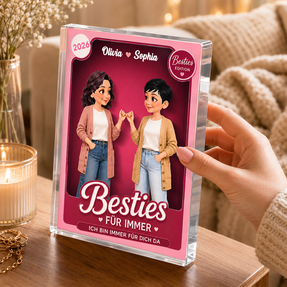 Personalisierter Acrylglas-Aufsteller – Besties für immer