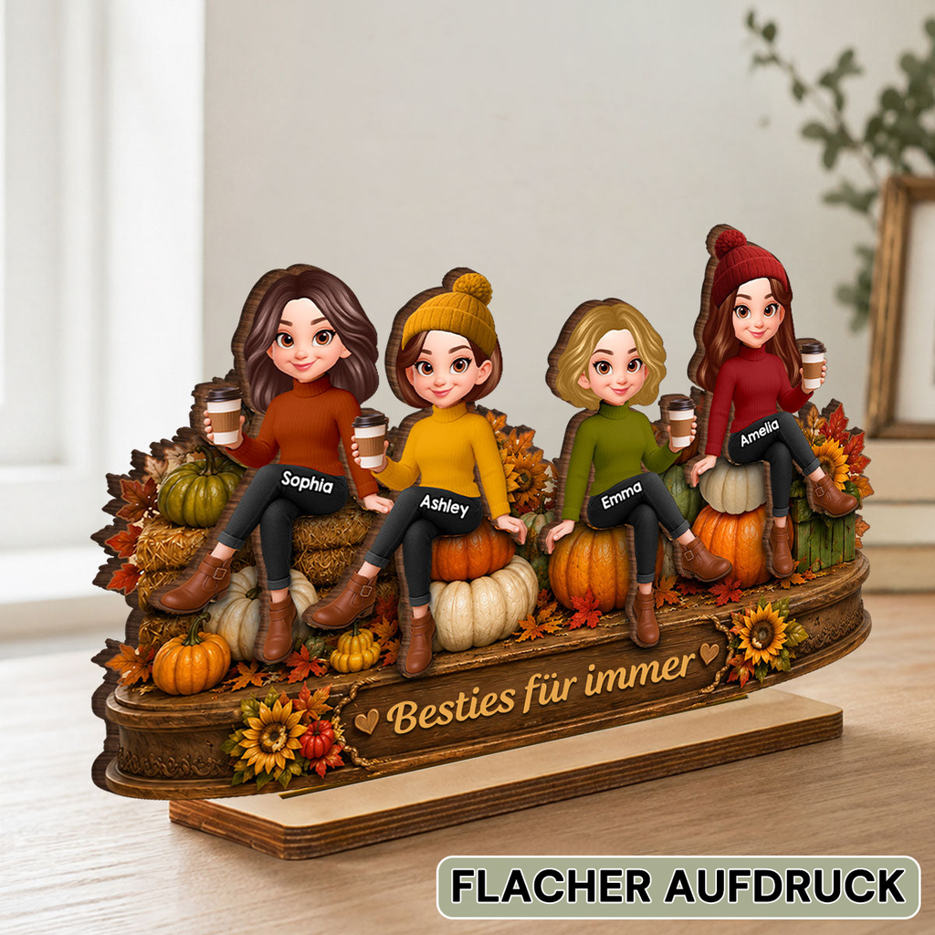 Personalisierter Holzaufsteller für die beste Freundin – Herbstmotiv