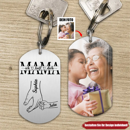 Edelstahl-Schlüsselanhänger mit Foto für Mama, Papa, Oma und Opa