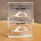Zuerst wir zwei, Jetzt zu viert...Personalisierter Acrylblock mit Hand-in-Hand-Motiv Geschenk für Mann und Frau