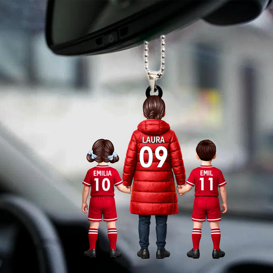 Fußballmama und Kinder-Personalisierter Acrylanhänger´mit Trikots