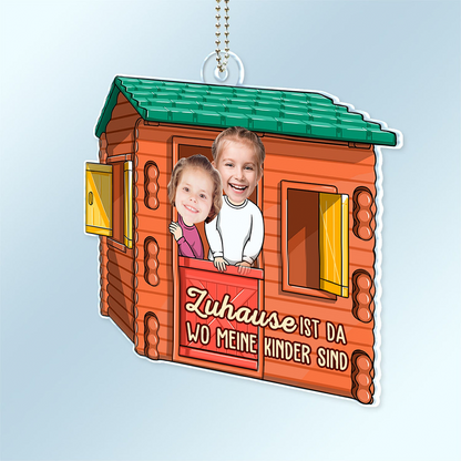 Zuhause ist... Personalisierter Autoanhänger aus Acryl mit Fotos Geschenk für Papa und Mama