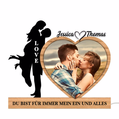 Personalisierte Herz-Lichtbox mit Foto und Spruch Geschenk für Paar