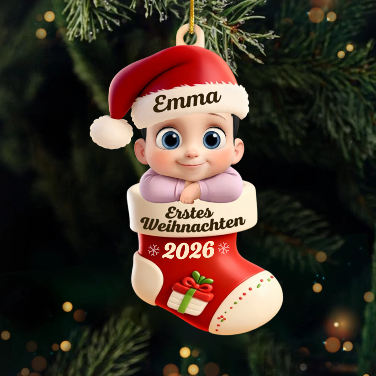 Erstes Weihnachten 2025 - Acrylanhänger Weihnachtsanhänger mit Baby