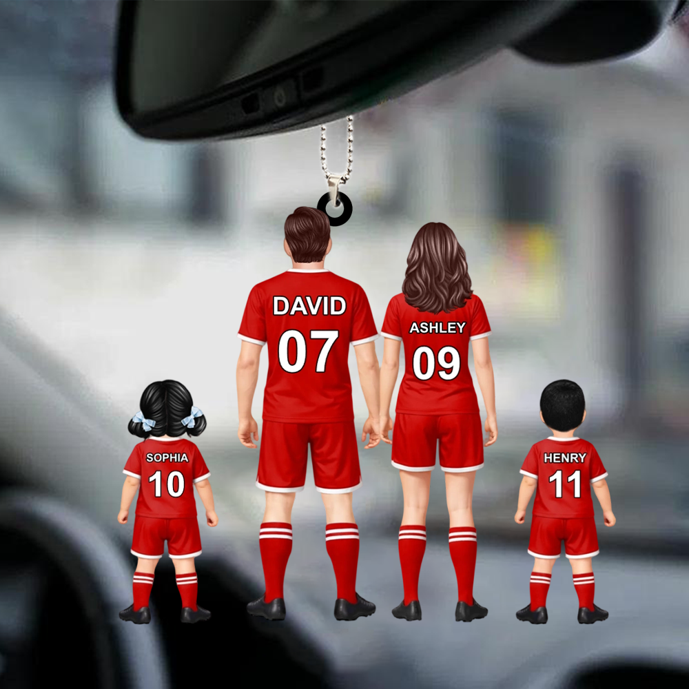 Personalisierter Acrylanhänger mit Fußballfamilie