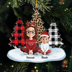 Mama/Oma mit Kinder - Personalisierter Acrylanhänger Christbaumschmuk