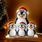 Personalisierte LED-Lichtbox für Oma & Opa – Pinguin-Motiv mit Namen