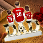 Papa's Dream Team – Personalisierte DAD-LED-Lichtbox mit Fußballfamilie und Namen