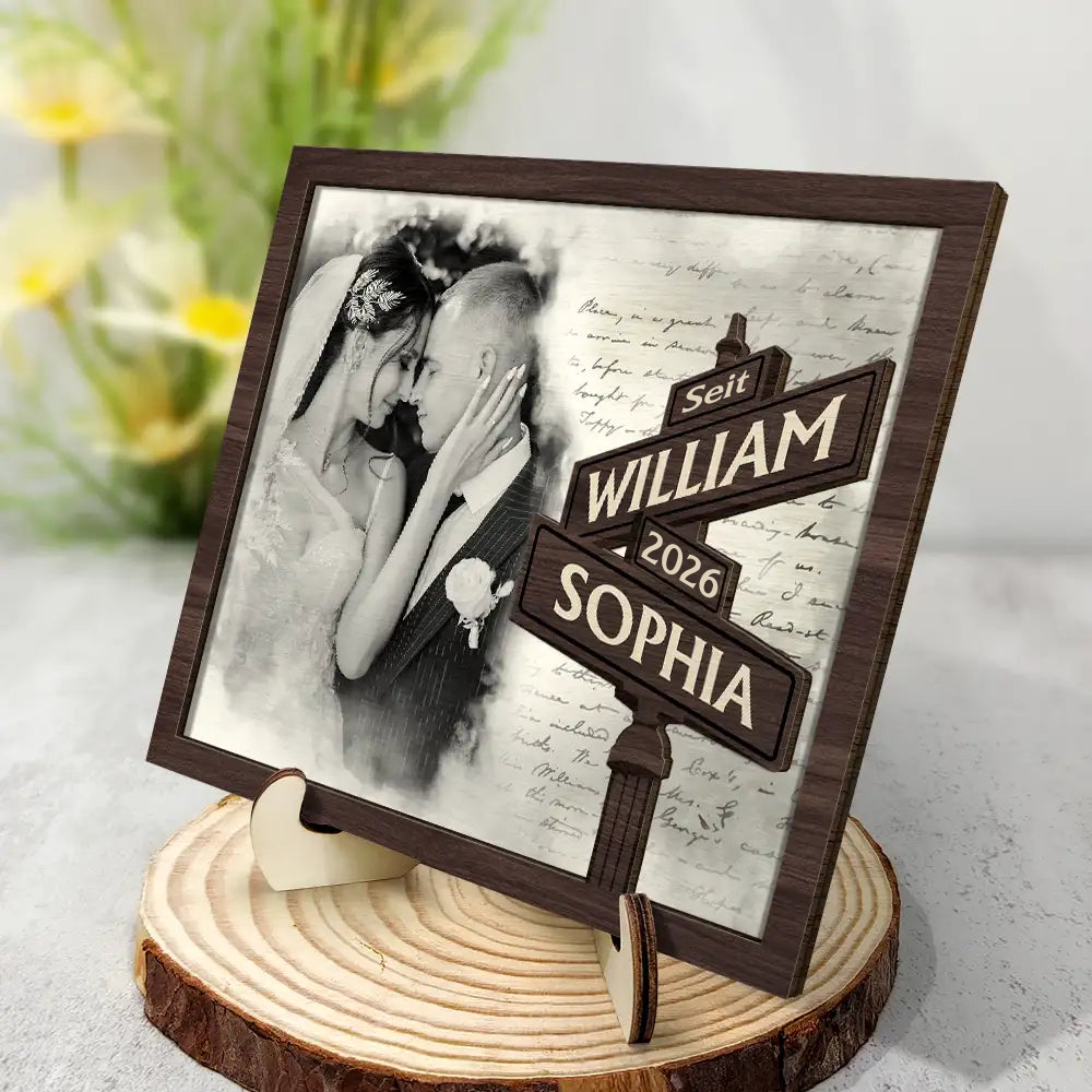 Personalisierter Holzaufsteller mit Foto und Jahr Geschenke zum Jahrestag