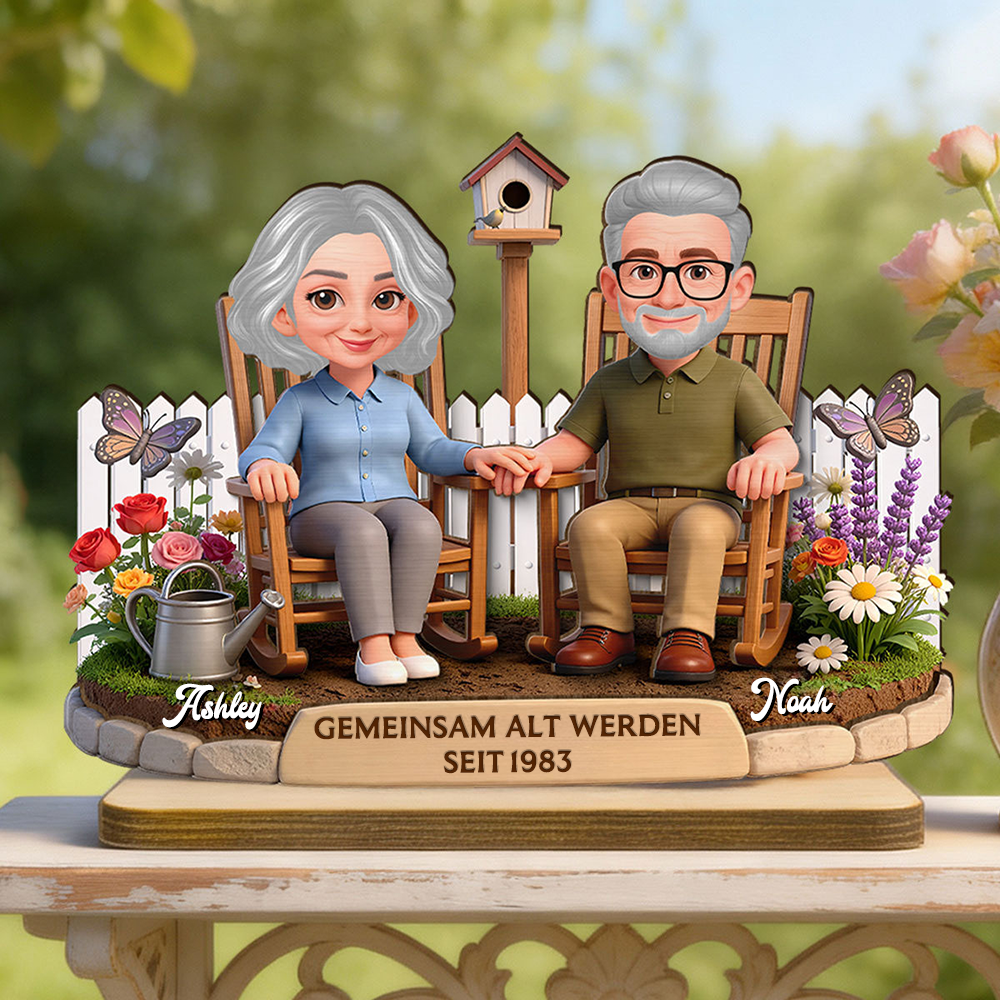 Gemeinsam Alt Werden seit.... Personalisierter Holzaufsteller mit Paar Jahrestagsgeschenk