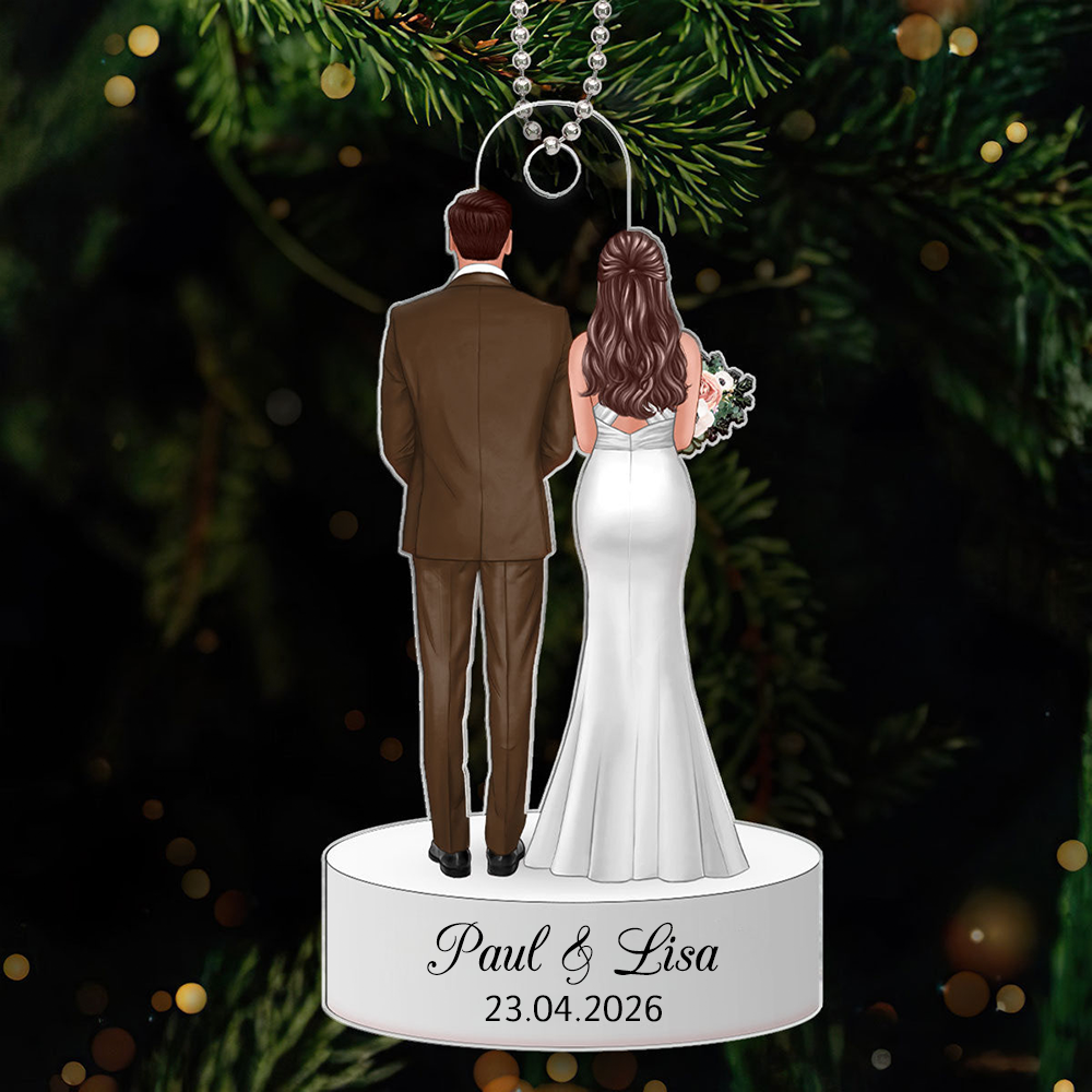 Hochzeitspaar-Personalisierter Acrylanhänger mit Figuren und Text Geschenk zum Jahrestag