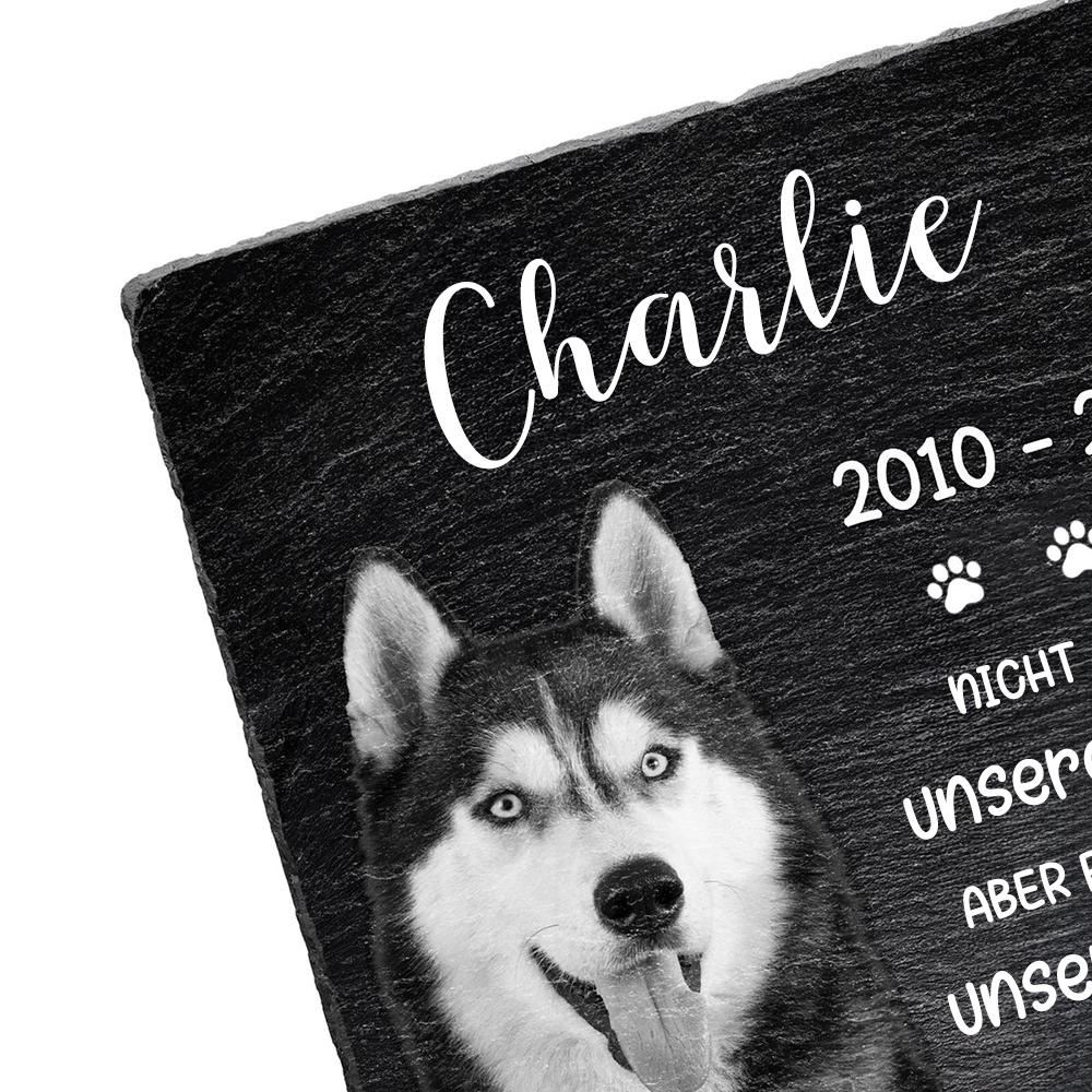 Personalisierte Schieferplakette mit Foto – Erinnerung an dein Haustier