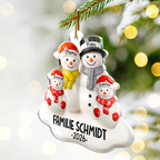 Personalisierter Acryl-Weihnachtsanhänger mit Namen – Schneemannfamilie