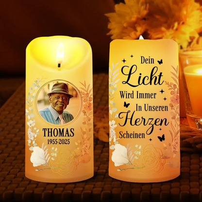 Dein Licht...LED-Kerze mit Foto Trauerkerze