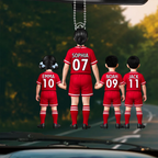 Fußballmama und Kinder Personalisierter Autoanhänger aus Acryl