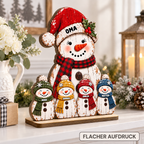Personalisierter Holzaufsteller für Oma – Schneemann-Motiv