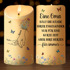 Personalisierte LED-Kerze mit Hand-in-Hand-Motiv Geschenk für Mama und Oma
