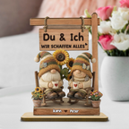 Personalisierter Holzaufsteller mit Zwergenmotiv für Paar