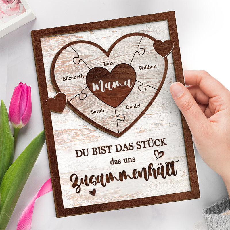 Personalisierte Puzzle-Holztafel für Mama, Papa, Oma und Opa