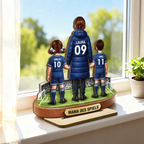 Mama und Kinder mit Fußballmotiv Personalisierter Holzaufsteller