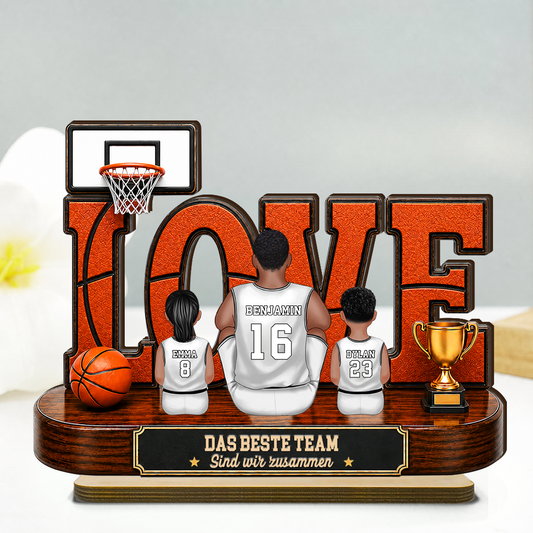 Basketballfamilie - Personalisierter Holzaufsteller für Vater