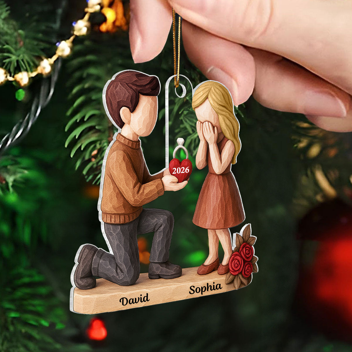 Heiratsantrag für Paare – Personalisierte Acryl-Ornament mit Namen und Datum