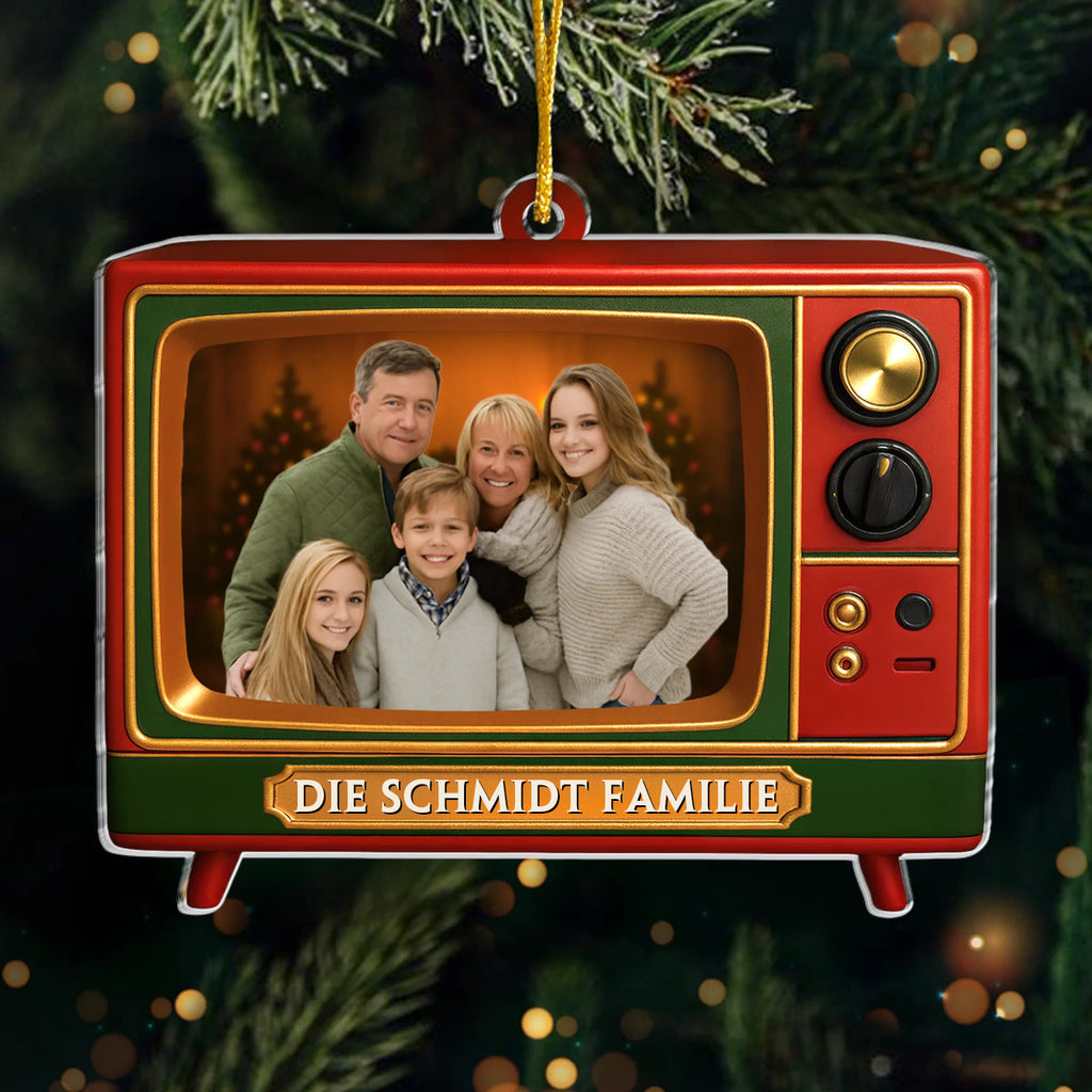 Acryl-Foto-Ornament Personalisierter Christbaumschmuck mit Fernseher