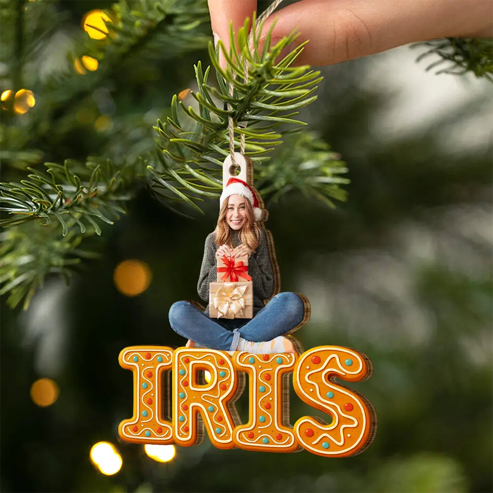 Personalisierter Holz-Weihnachtsanhänger mit Foto und Name